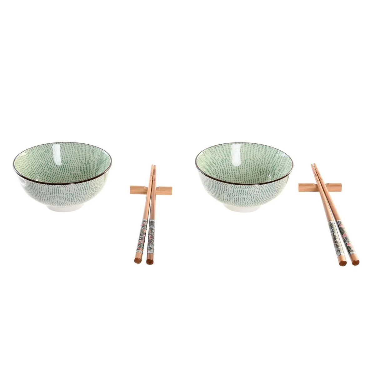 Set per Sushi DKD Home Decor 30 x 21 x 7 cm Verde Blu cielo Gres Orientale (6 Pezzi)