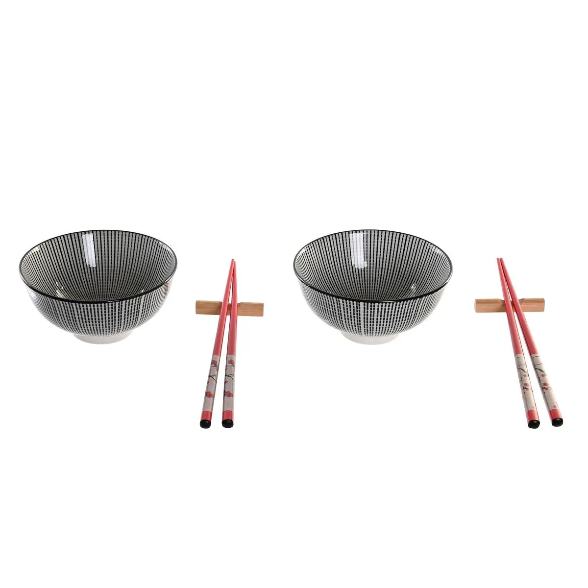 Set per Sushi DKD Home Decor 30 x 21 x 7 cm Nero Gres Orientale (6 Pezzi)