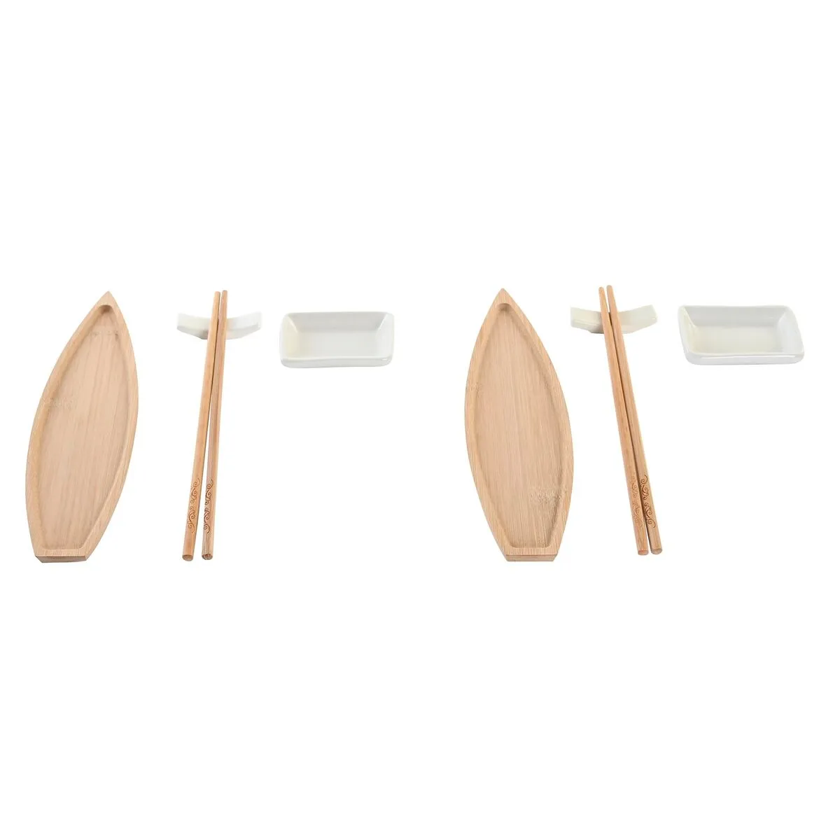 Set per Sushi DKD Home Decor 8 x 5 x 2 cm Ceramica Naturale Bianco Orientale