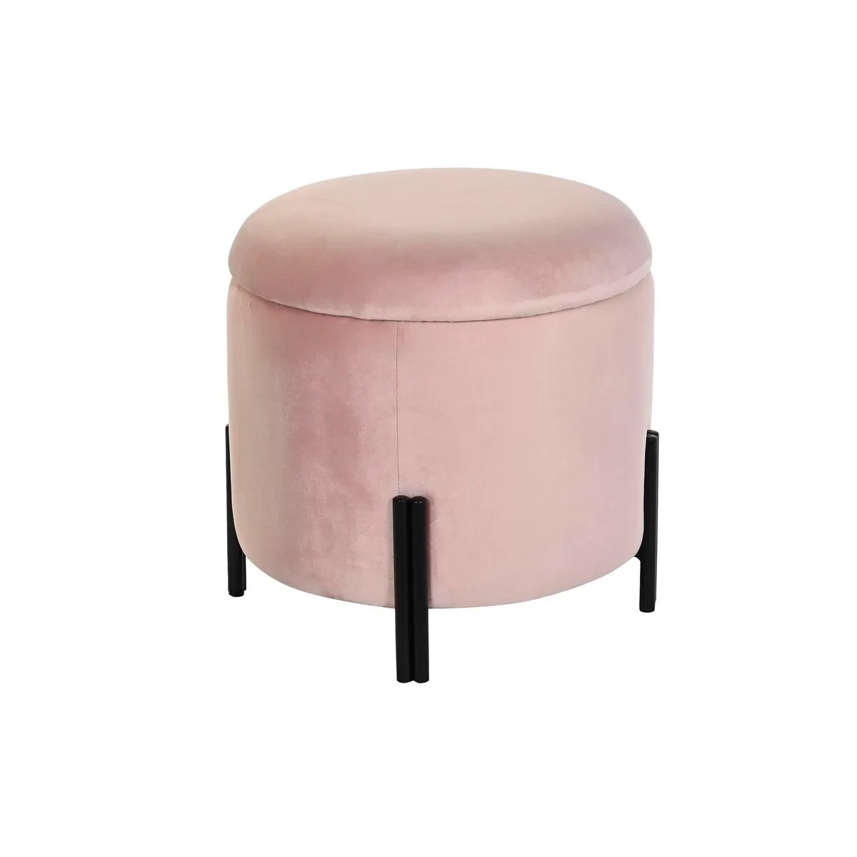 Poggiapiedi DKD Home Decor Nero Rosa Metallo Velluto 42 x 42 x 42 cm