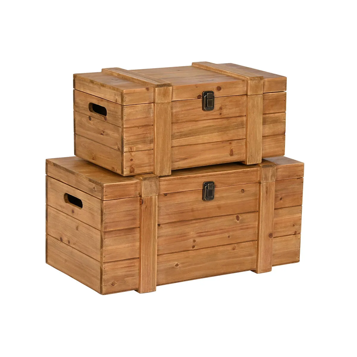 Set di Bauli DKD Home Decor Marrone Legno Città 60 x 31 x 30 cm 60 x 32 x 28,5 cm