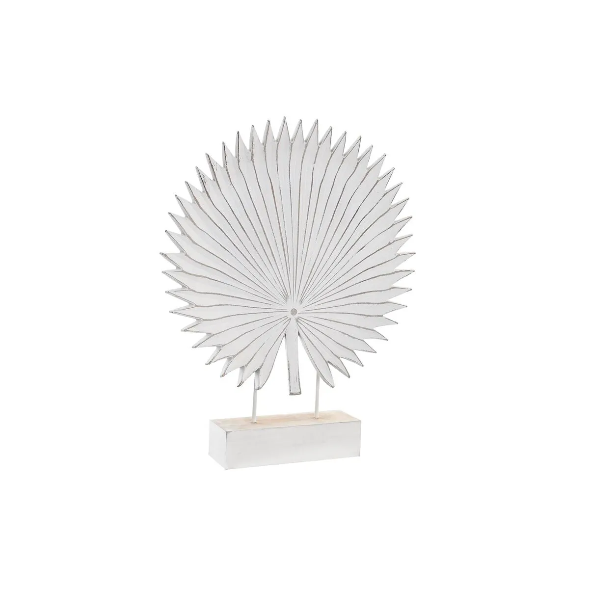 Statua Decorativa DKD Home Decor 36 x 7 x 46 cm Bianco Tropicale Foglia della pianta