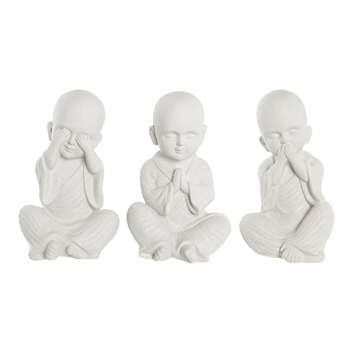 Statua Decorativa DKD Home Decor 24 x 22 x 39 cm Bianco Frate Orientale (3 Pezzi)