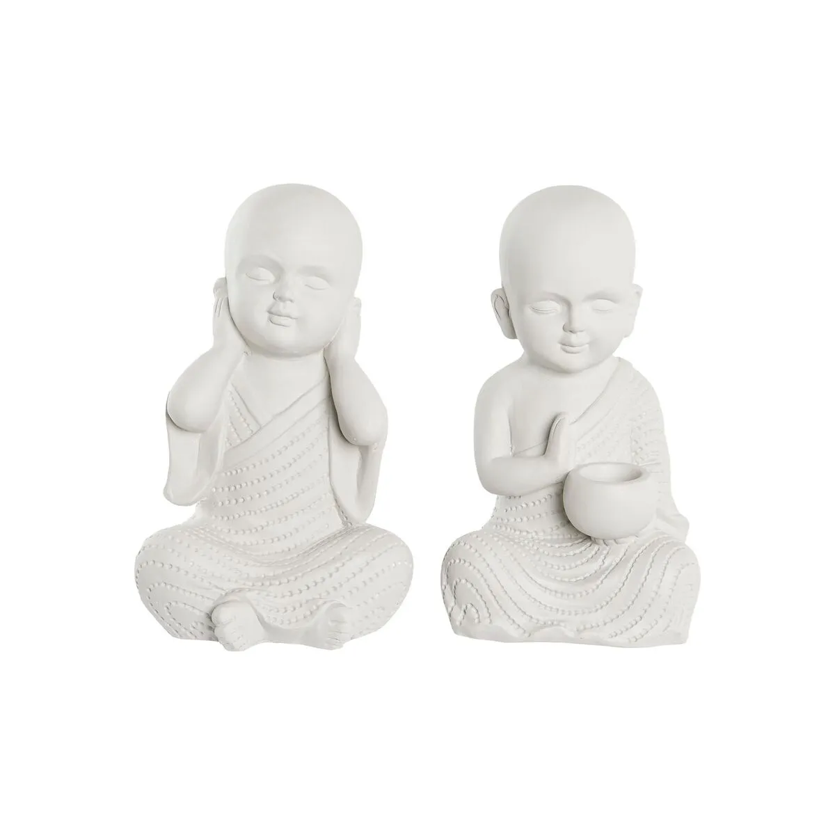 Statua Decorativa DKD Home Decor 25,5 x 19 x 39 cm Bianco Frate Orientale (2 Unità)