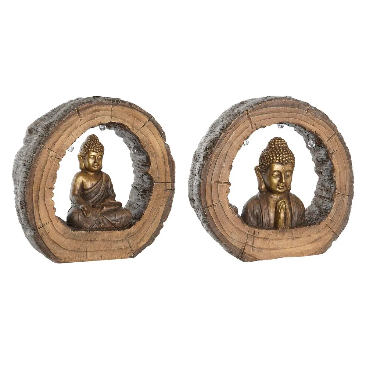 Statua Decorativa DKD Home Decor 40 x 13 x 40 cm Dorato Marrone Buddha Orientale (2 Unità)