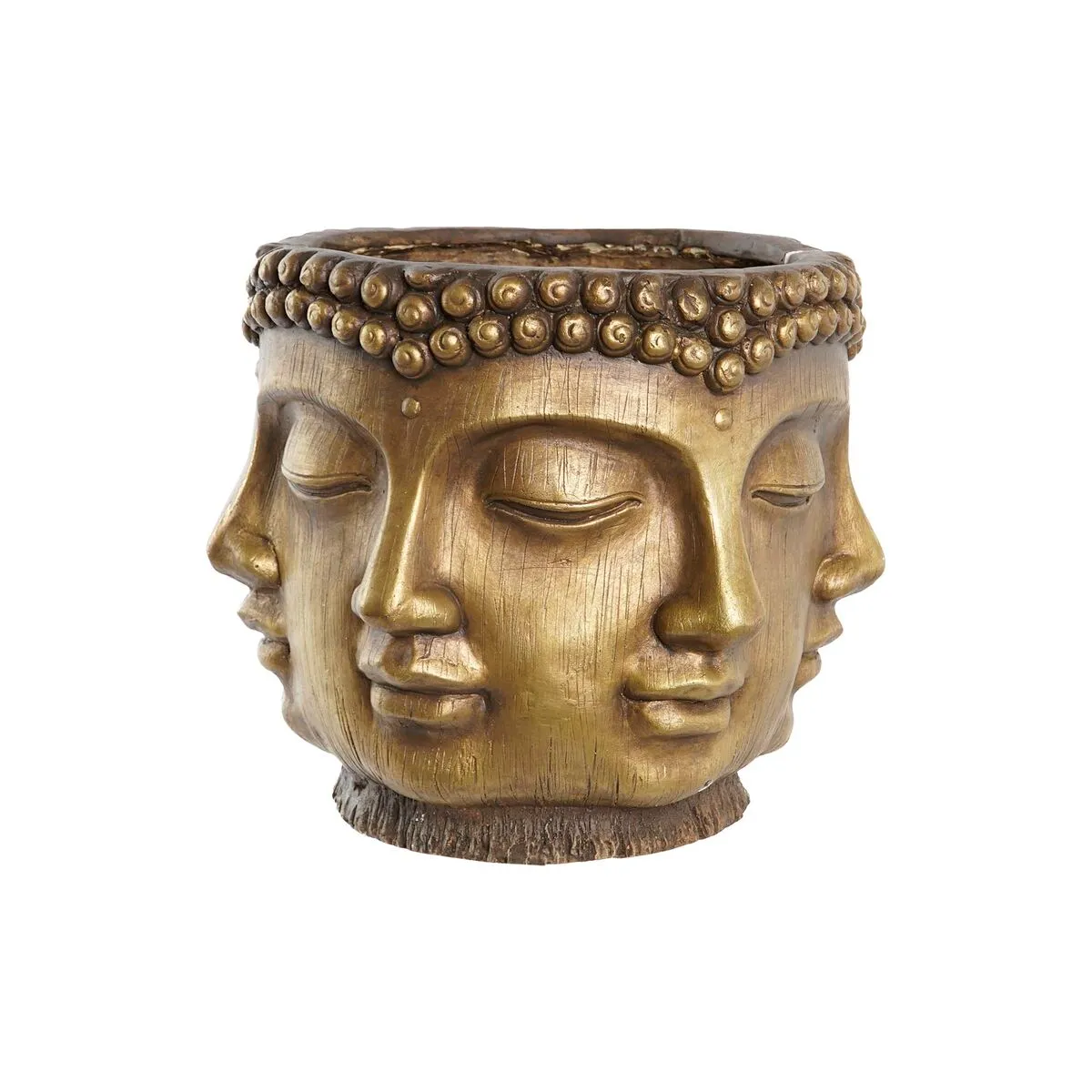 Vaso DKD Home Decor Dorato Legno Magnesio Rotondo Buddha Orientale 34 x 34 x 30 cm 30 x 34 x 30 cm