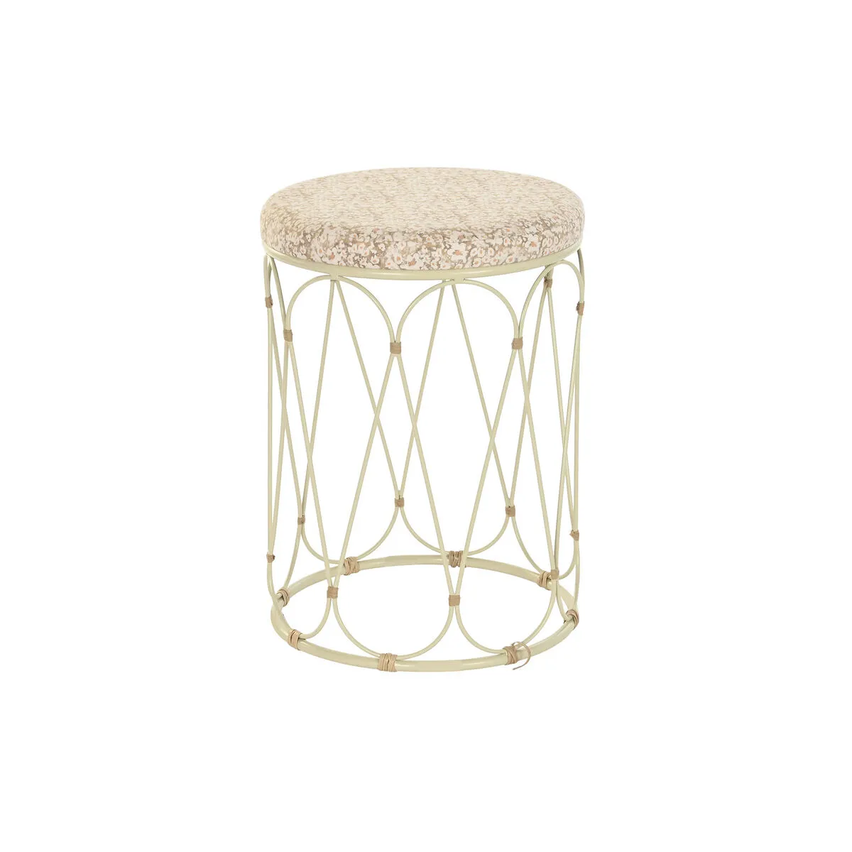 Tavolo aggiuntivo DKD Home Decor Naturale Metallo Crema Rattan (35 x 35 x 49 cm)