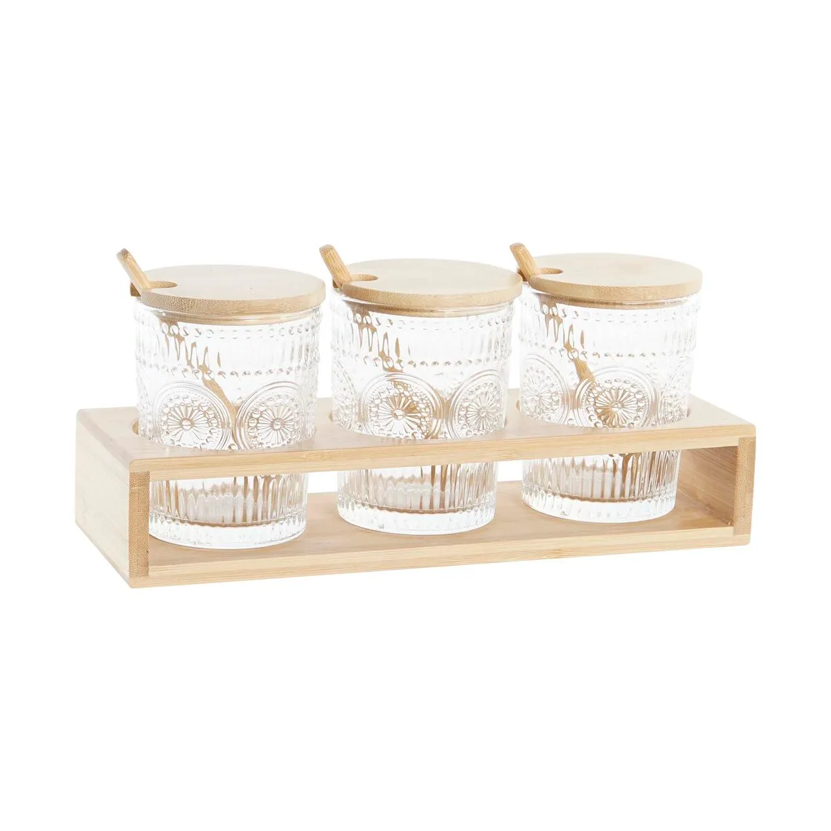 Portazucchero DKD Home Decor 28 x 10 x 13,5 cm Cristallo Naturale Trasparente 300 ml Vetro Borosilicato