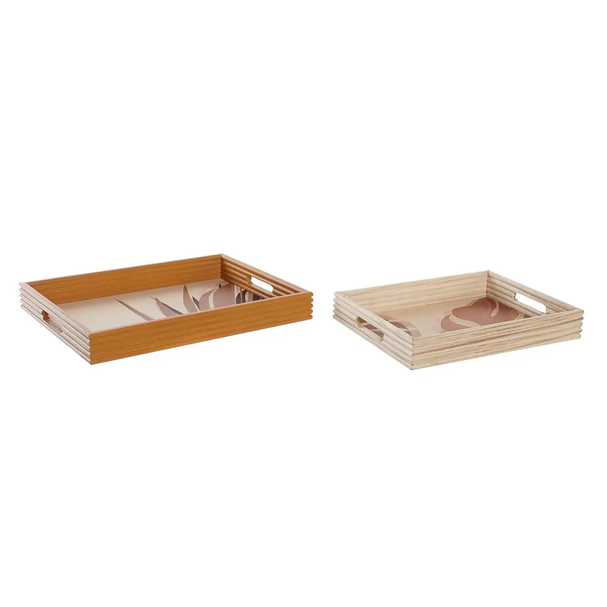 Set di Vassoi DKD Home Decor Naturale Senape Legno MDF 40 x 5 x 30 cm Boho (2 Unità)