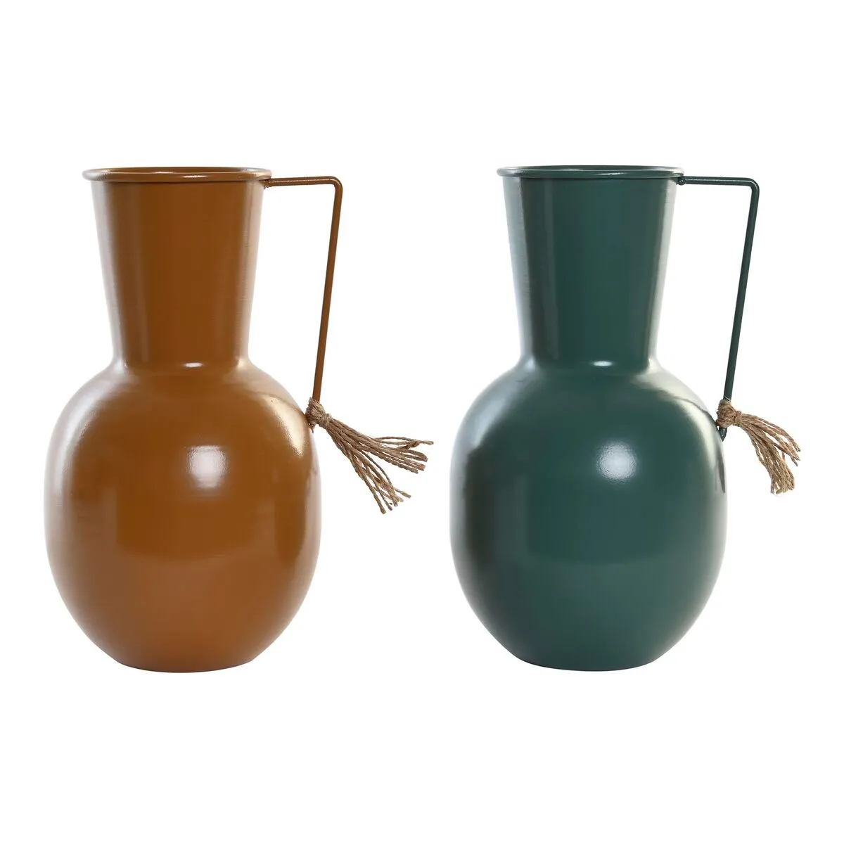 Vaso DKD Home Decor 14.5 x 13 x 24 cm Metallo Arancio Verde Senape (2 Unità)