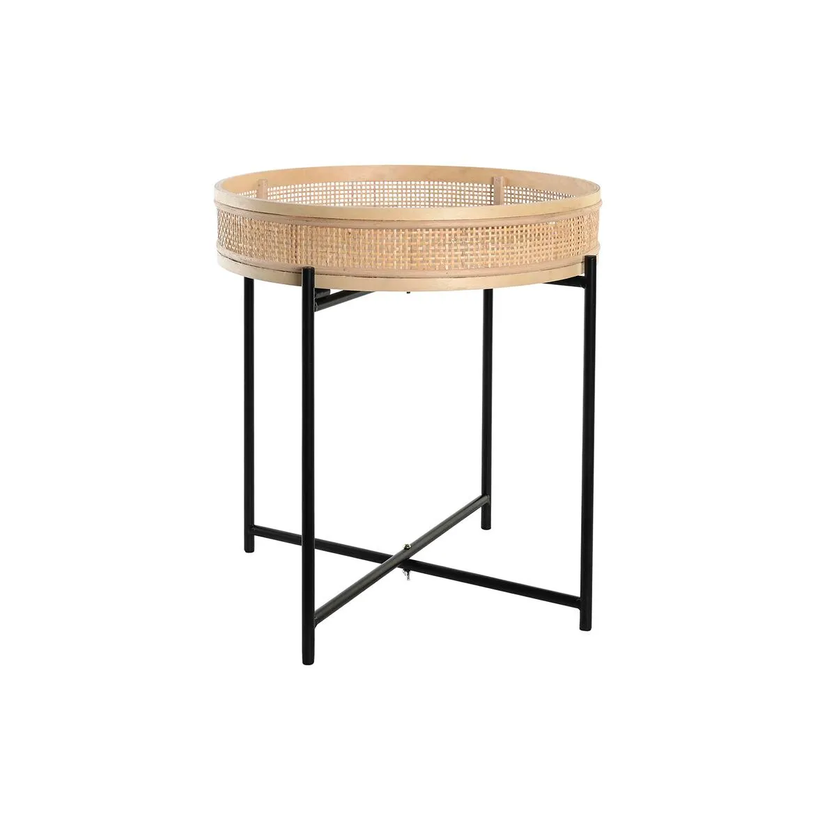 Vaso DKD Home Decor Naturale Nero Metallo Rattan Scandinavo (43 x 43 x 46 cm)