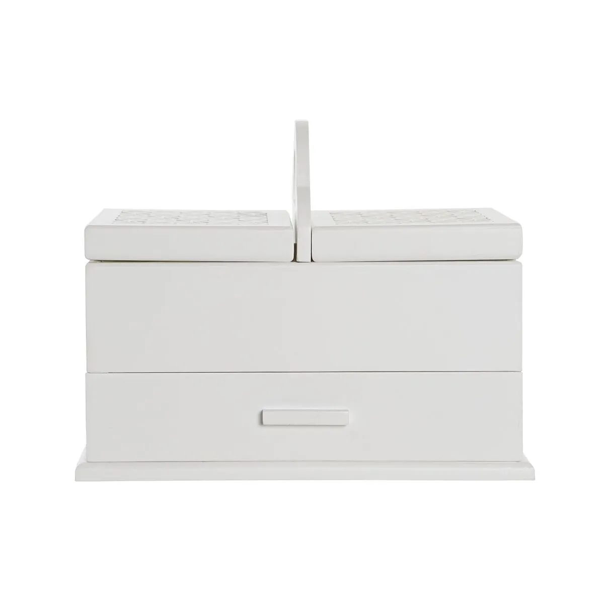 Scatola-Portagioie DKD Home Decor Cristallo Bianco Avorio Legno MDF 30 x 17 x 24 cm