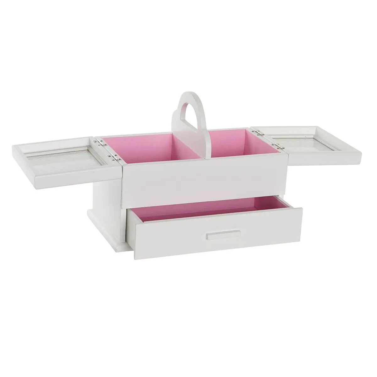 Scatola-Portagioie DKD Home Decor 16 x 17 x 28 cm Bianco Rosa chiaro Legno MDF