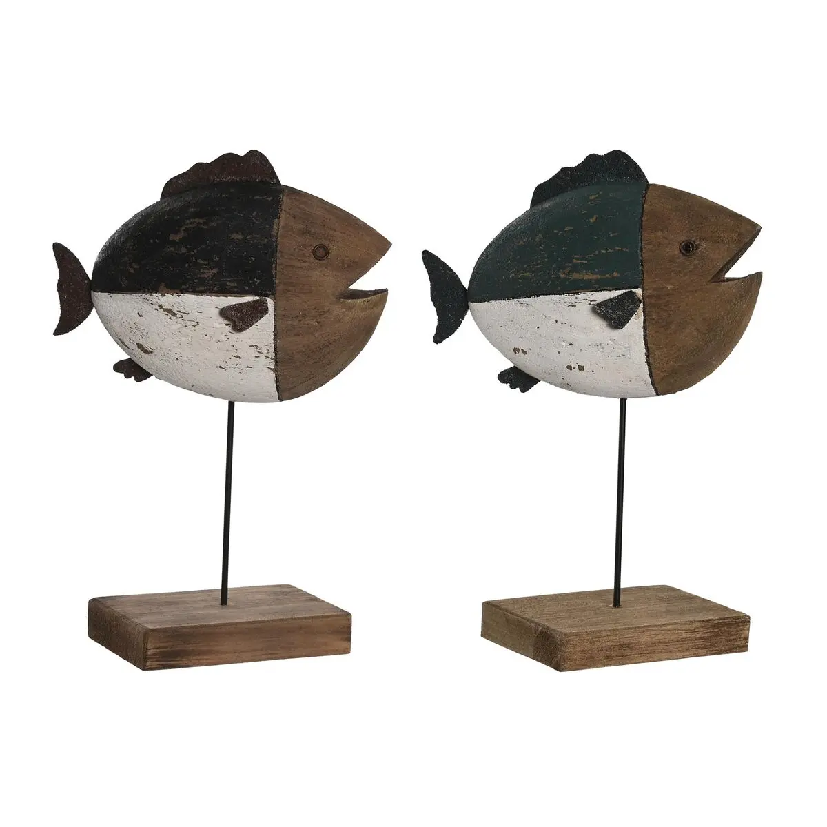 Statua Decorativa DKD Home Decor Multicolore Naturale Pesce 18 x 8 x 26 cm (2 Unità)