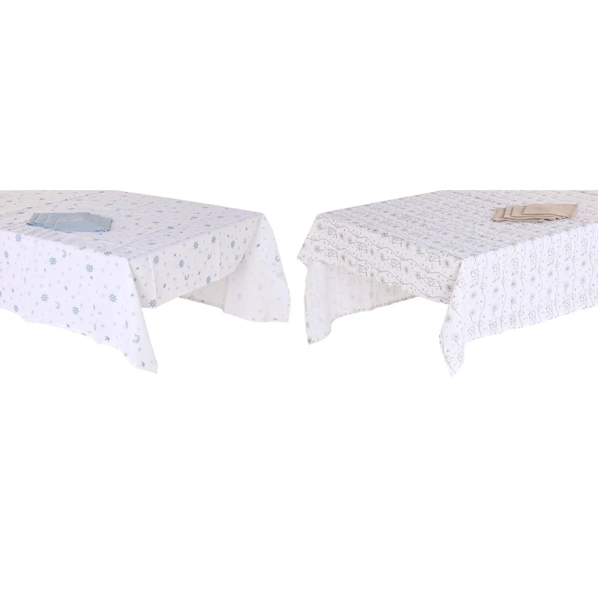 Tovaglia e tovaglioli DKD Home Decor 150 x 150 x 0,5 cm Azzurro Marrone Bianco (2 Unità)