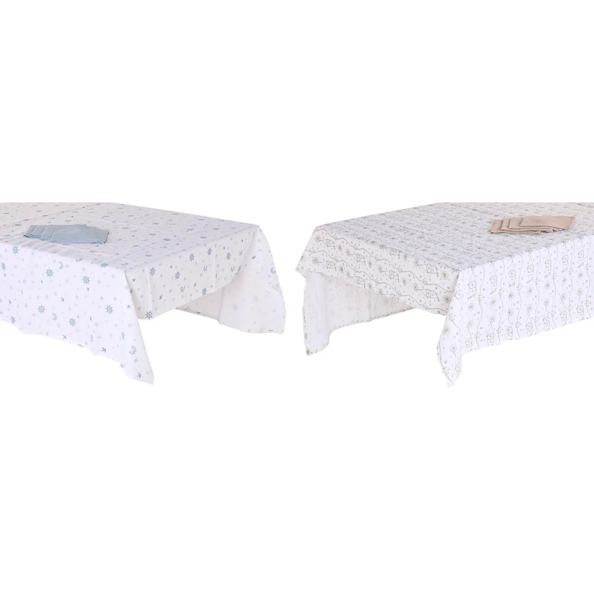 Tovaglia e tovaglioli DKD Home Decor 150 x 250 x 0,5 cm Azzurro Marrone Bianco (2 Unità)