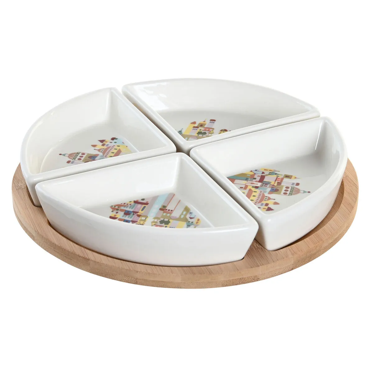 Set da Aperitivo DKD Home Decor 21,5 x 21,5 x 1 cm Naturale Rosso Multicolore Gres Cottage Case