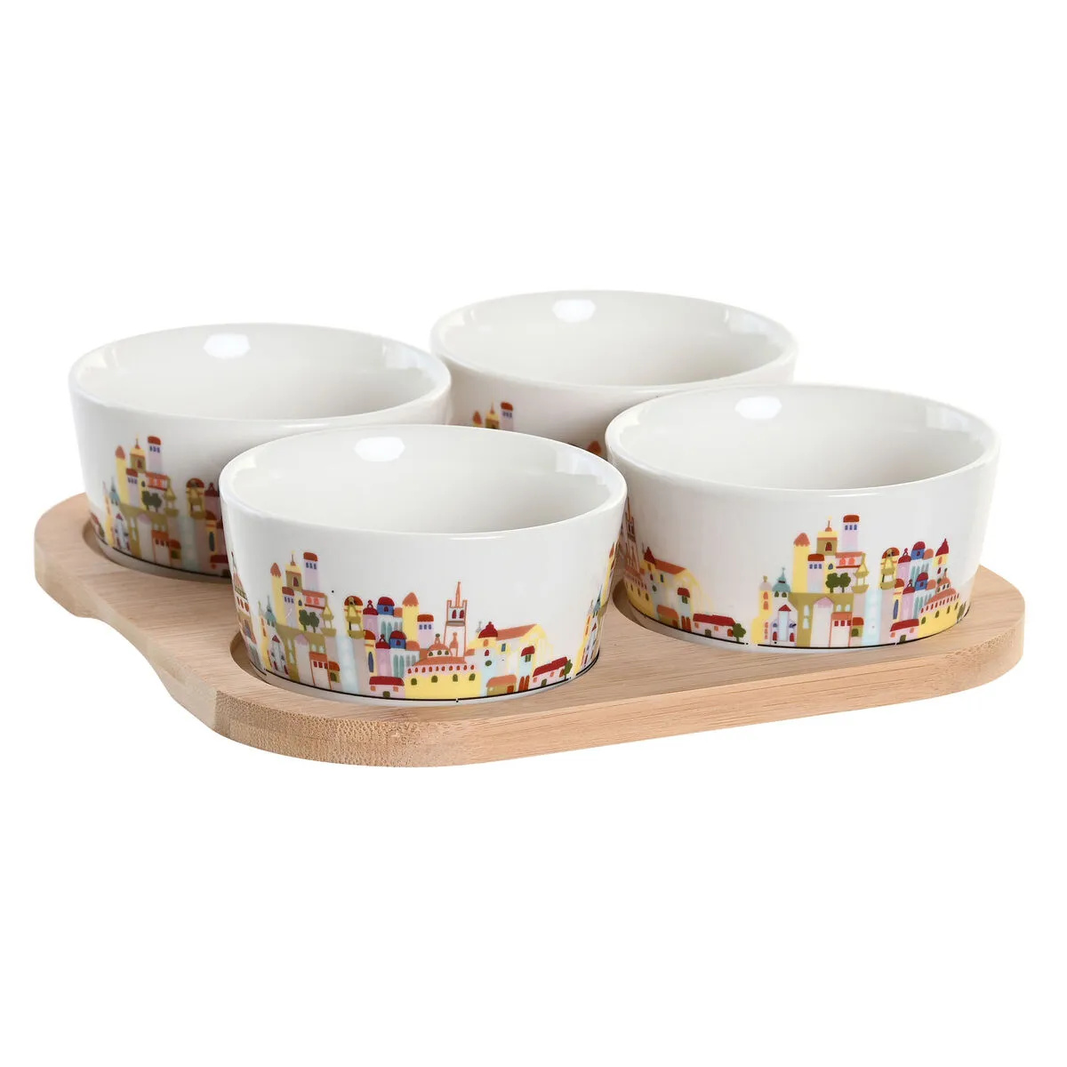 Set da Aperitivo DKD Home Decor 19,7 x 19,7 x 1 cm Naturale Azzurro Multicolore Gres Cottage Case