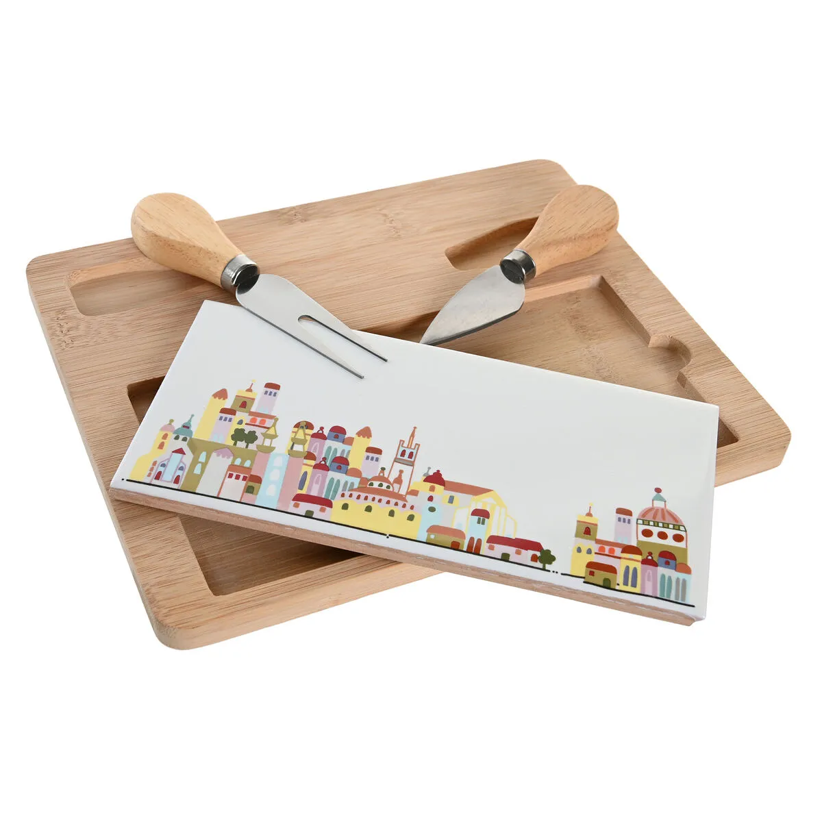 Set da Aperitivo DKD Home Decor 24,5 x 20 x 1,2 cm Rosso Bianco Multicolore Gres Cottage Case