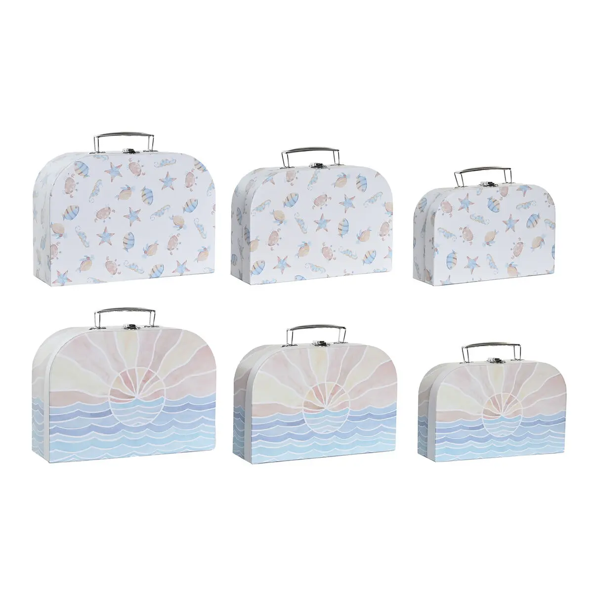 Set di Scatole Decorative DKD Home Decor Multicolore Metallo Cartone 28 x 9,5 x 20 cm (2 Unità)