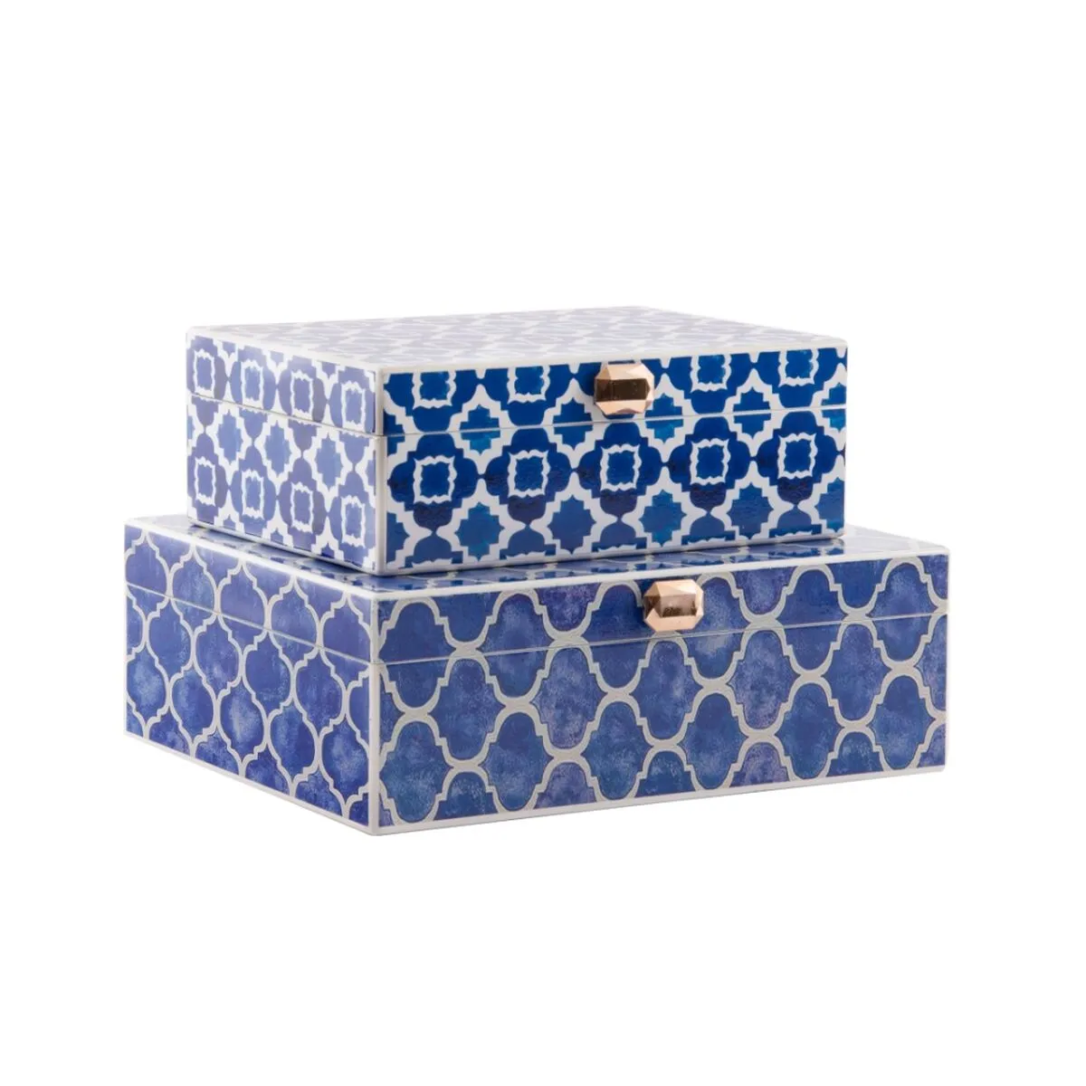 Scatola-Portagioie DKD Home Decor Azzurro Blu Marino Legno 24 x 20 x 8 cm (2 Unità)