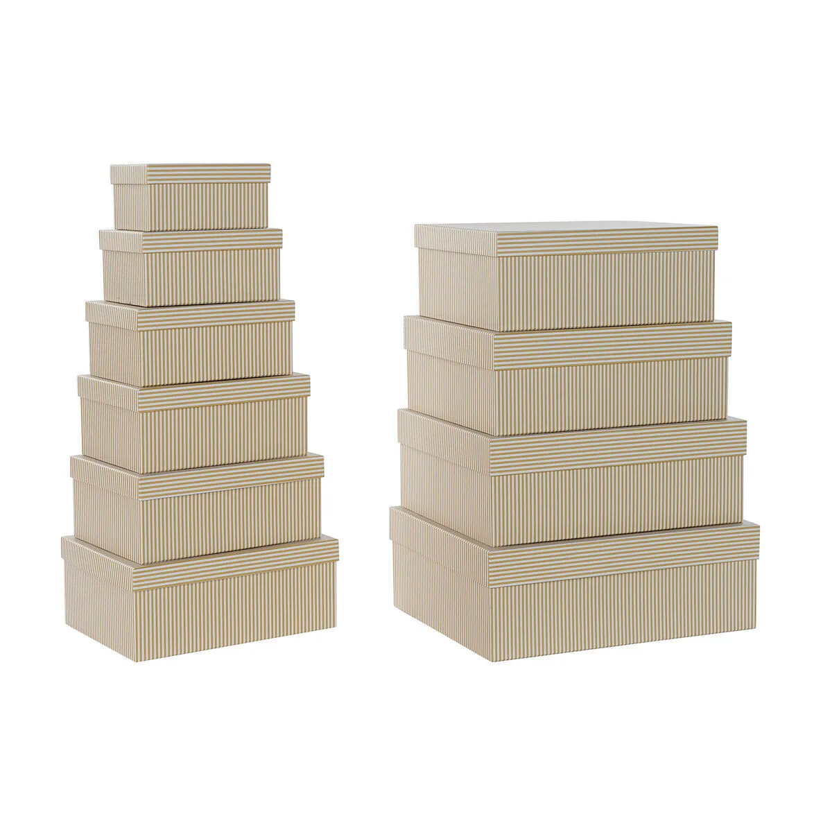 Set di Scatole per Sistemare Impilabili DKD Home Decor Bianco Quadrato Cartone Senape (43,5 x 33,5 x 15,5 cm)