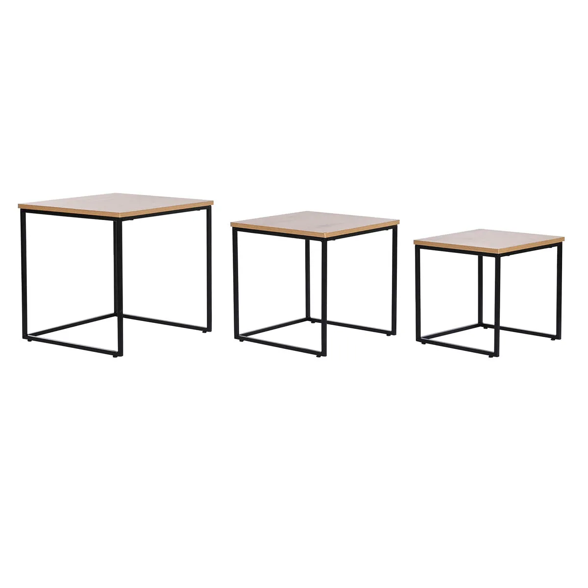 Set di 3 tavoli DKD Home Decor Nero Metallo 45 x 45 x 45 cm Legno MDF