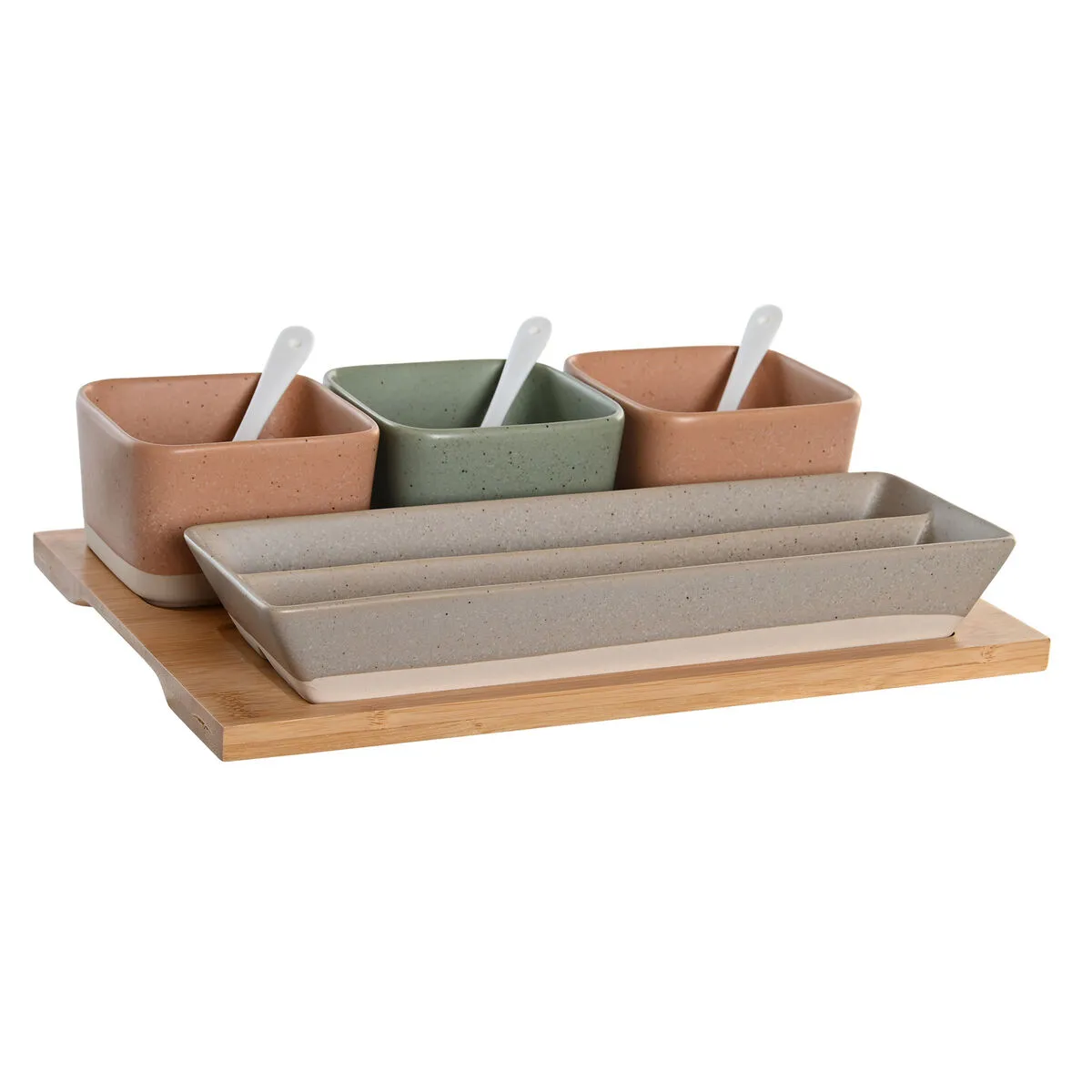 Set da Aperitivo DKD Home Decor 26 x 9 x 4 cm Porcellana Multicolore Bambù 8 Pezzi Scandinavo