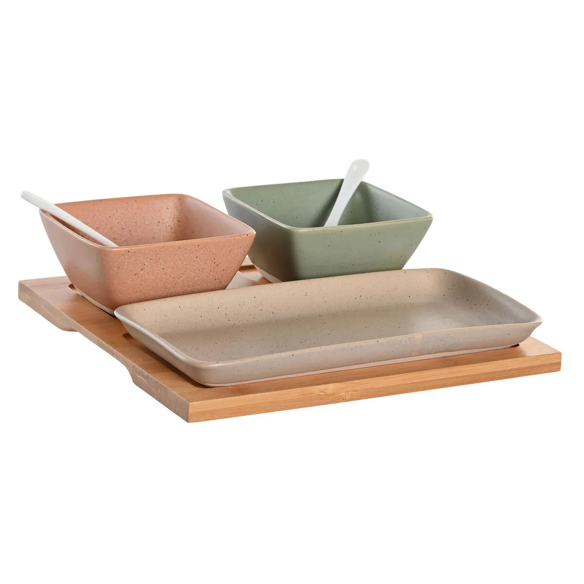 Set da Aperitivo DKD Home Decor 24 x 23,5 x 1,5 cm Porcellana Multicolore Bambù 6 Pezzi Scandinavo