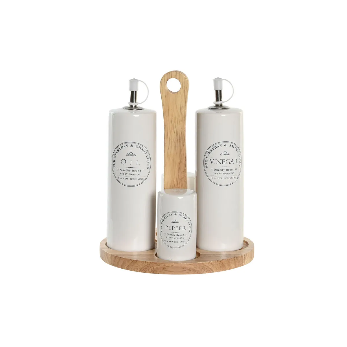 Set olio e aceto DKD Home Decor 18 x 15 x 22 cm Legno Bianco Gres