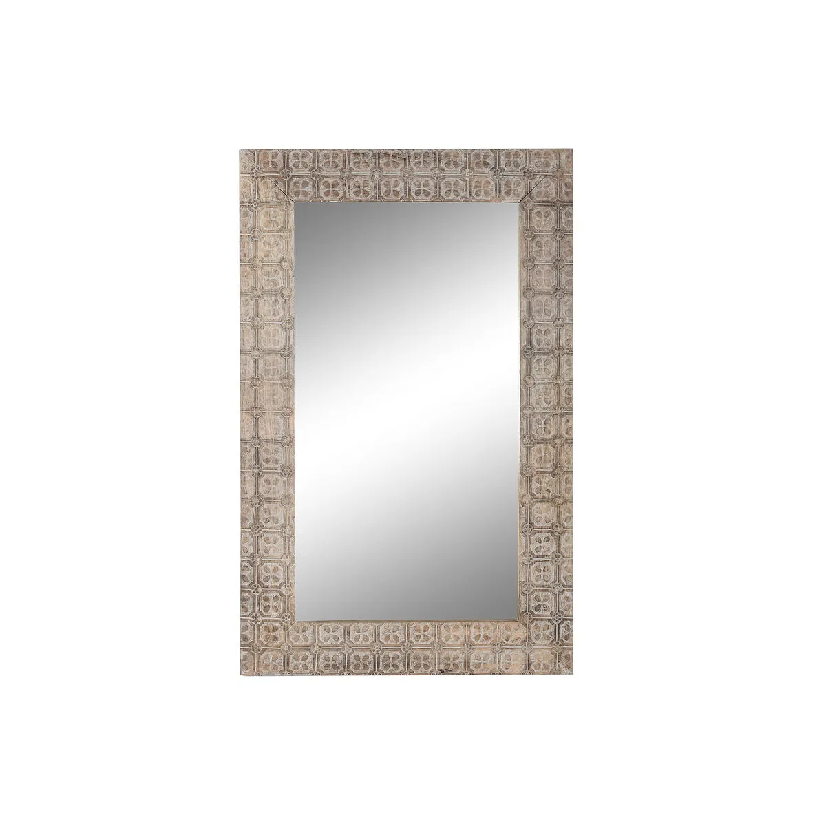 Specchio da parete DKD Home Decor Marrone Naturale Cristallo Legno di mango Indiano 76,5 x 3 x 122 cm