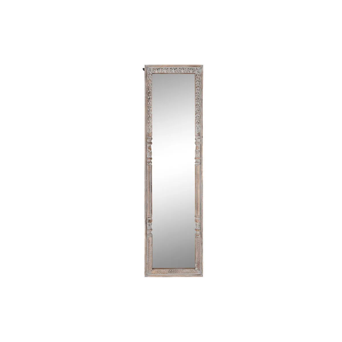 Specchio da parete DKD Home Decor Bianco Marrone Legno di mango Specchio 50,8 x 7 x 184 cm