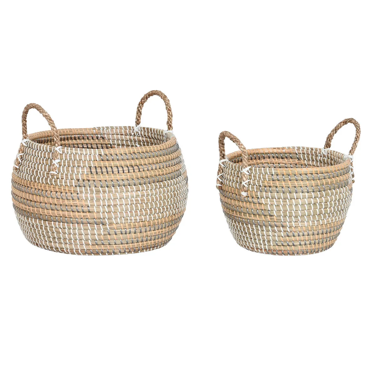 Set di Cestini DKD Home Decor Tropicale Erba di mare 40 x 40 x 24 cm