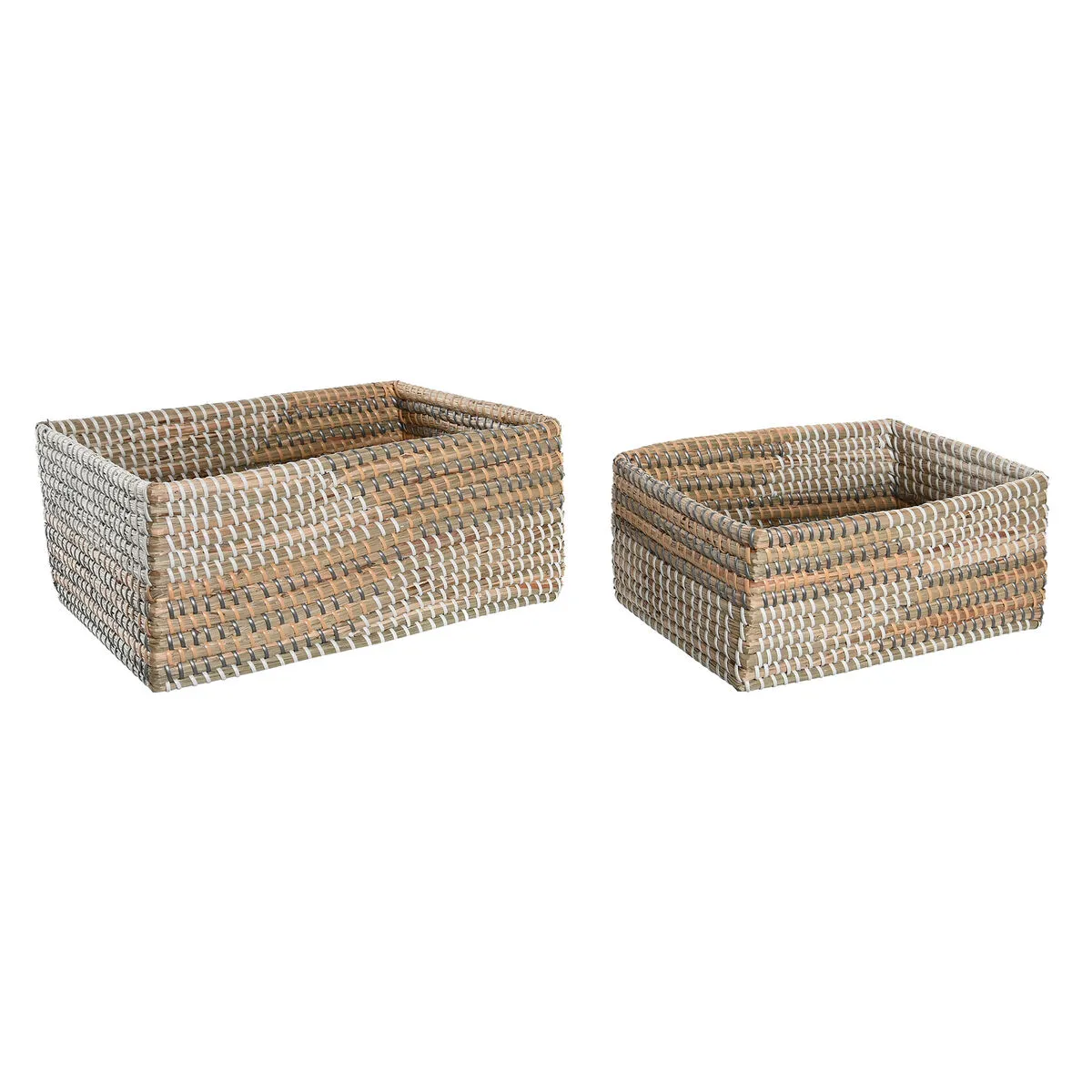 Set di Cestini DKD Home Decor Tropicale Erba di mare 38 x 28 x 16 cm