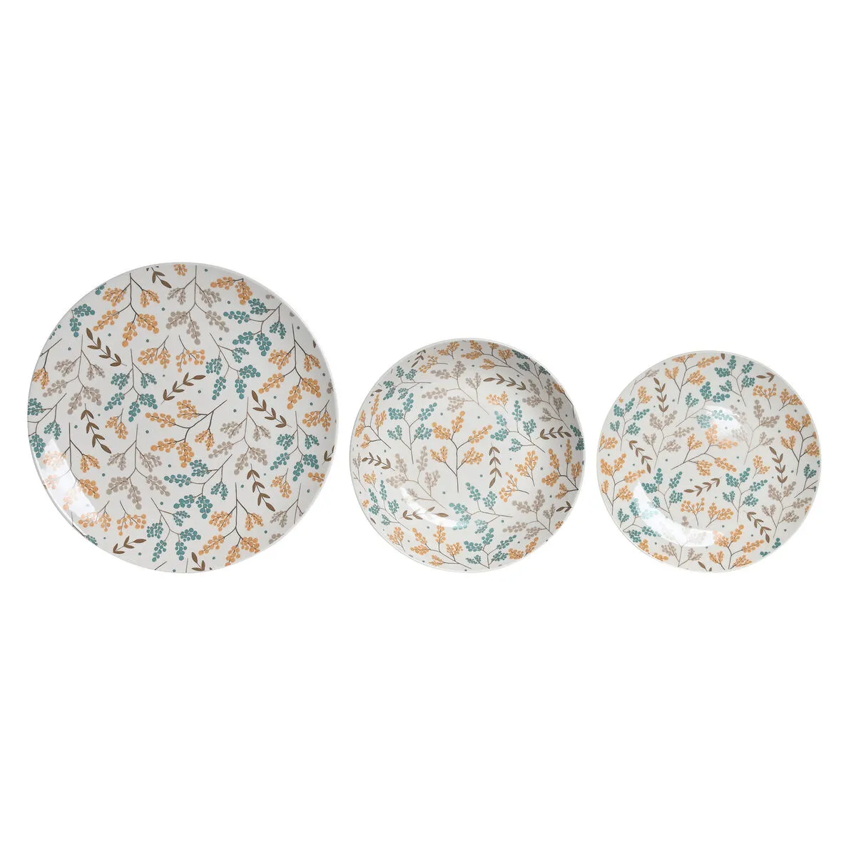 Set di Stoviglie DKD Home Decor Multicolore Porcellana Floreale Cottage 18 Pezzi 26,5 x 26,5 x 2,6 cm