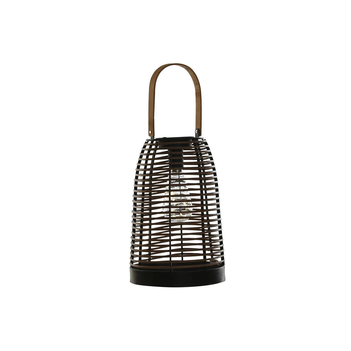 Lampada ad energia solare DKD Home Decor Marrone Nero Bambù Rattan 20 x 20 x 45 cm