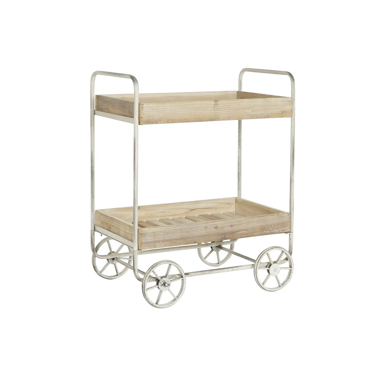 Carrello da Portata DKD Home Decor Bianco Naturale Metallo Abete Legno di abete 70 x 46 x 88 cm