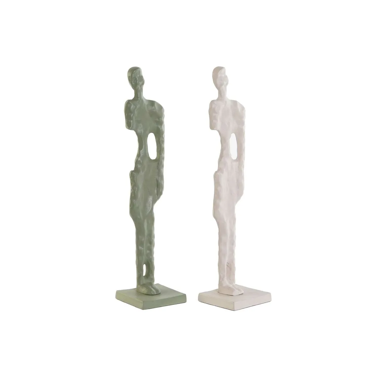 Statua Decorativa DKD Home Decor Bianco Verde 9 x 9 x 40 cm (2 Unità)