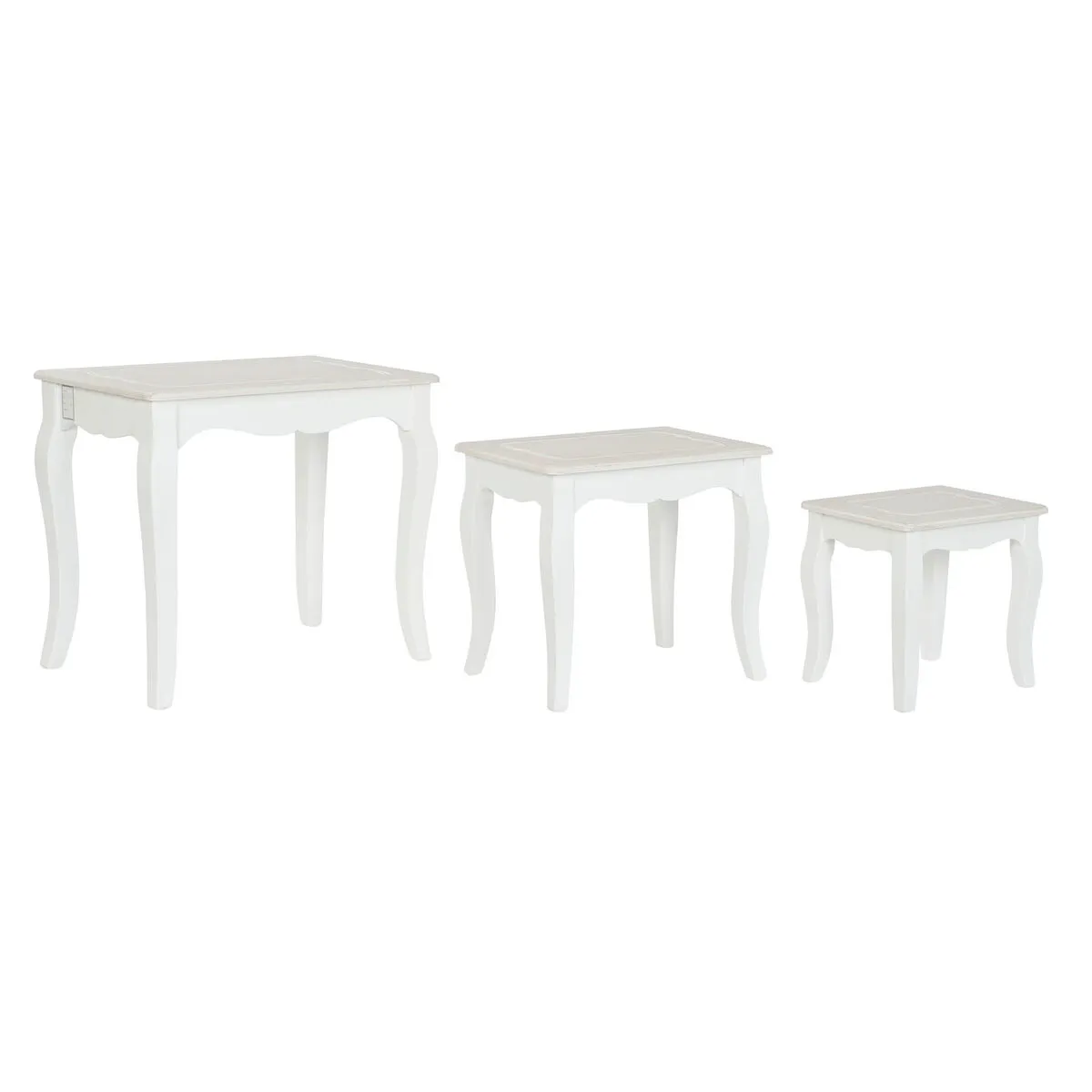 Set di 3 tavoli DKD Home Decor Bianco Marrone Chiaro 53 x 35 x 47 cm