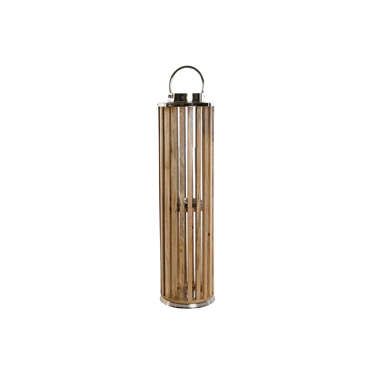 Portacandele DKD Home Decor Marrone Argentato Naturale Cristallo Legno di mango 20 x 20 x 74 cm