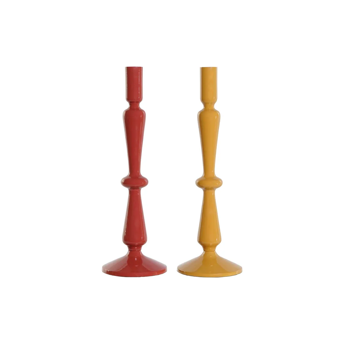 Candelabro Home ESPRIT Senape Terracotta Alluminio 10 x 10 x 32 cm (2 Unità)