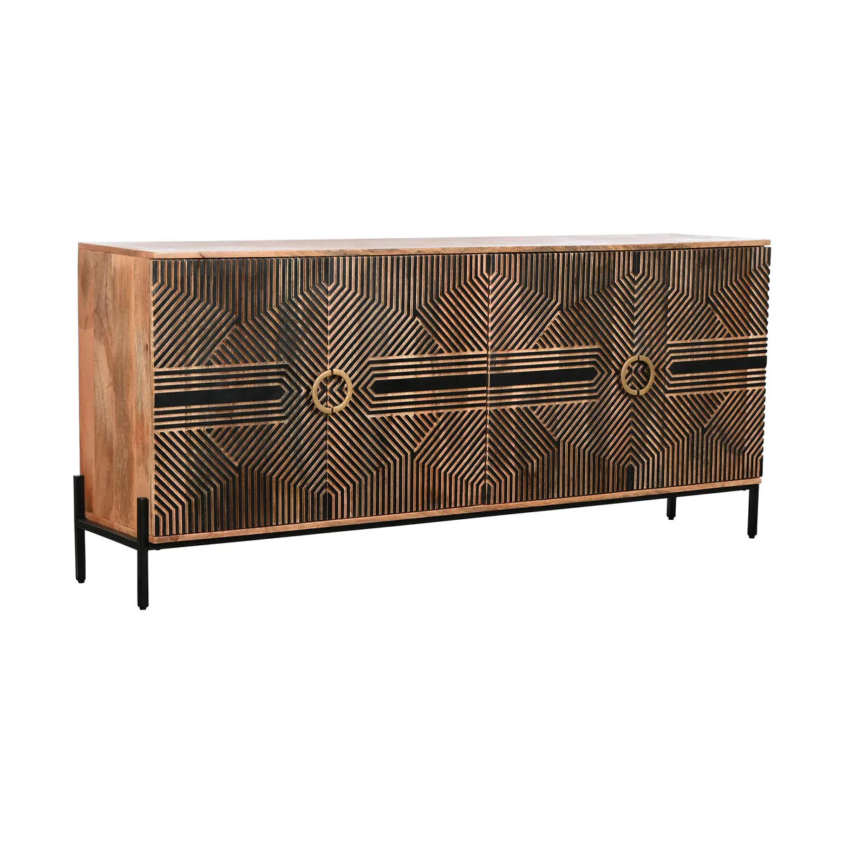 Credenza Home ESPRIT Nero Dorato Naturale Legno 180 x 40 x 80 cm