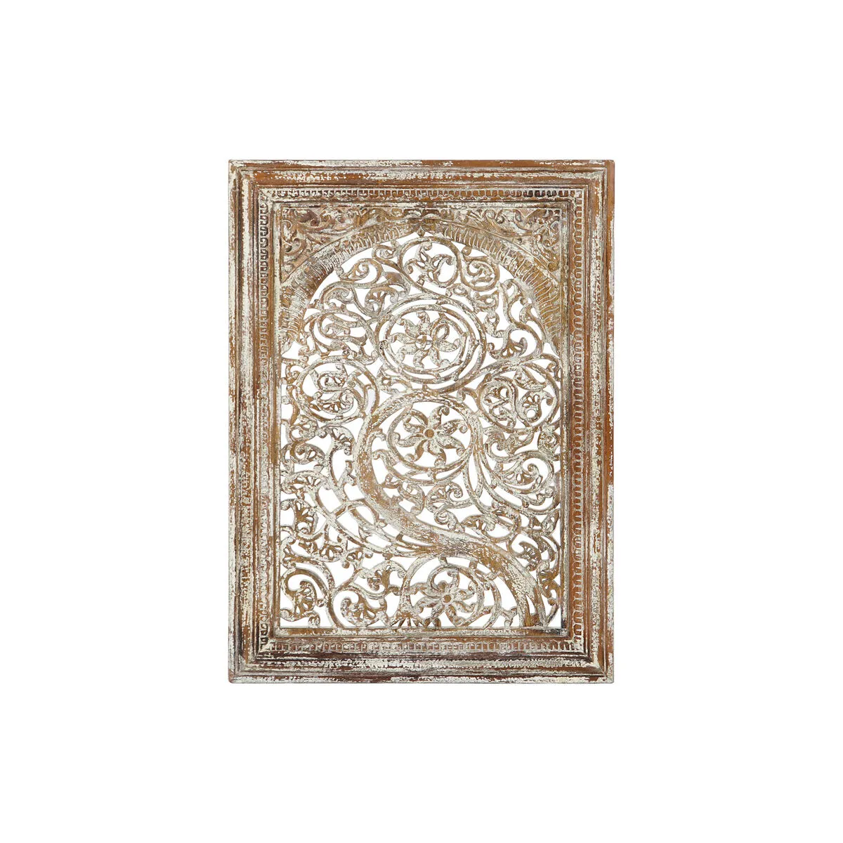 Decorazione da Parete Home ESPRIT Bianco Marrone Finitura invecchiata 76 x 6 x 106 cm