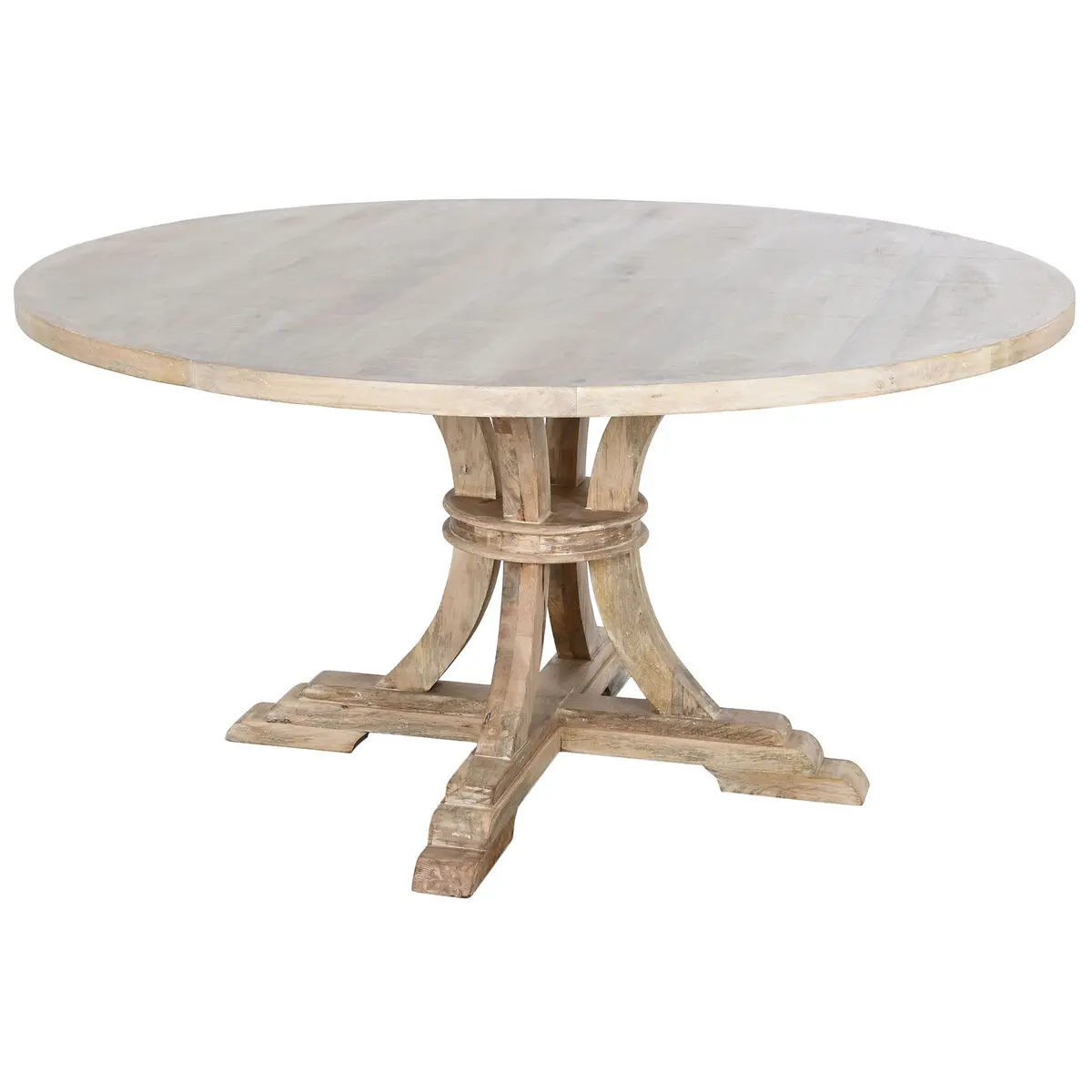 Tavolo da Pranzo Home ESPRIT Bianco Naturale Legno di mango 150 x 150 x 76 cm