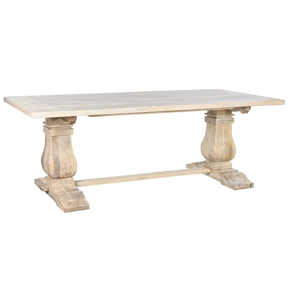 Tavolo da Pranzo Home ESPRIT Bianco Naturale Legno di mango 215 x 100 x 76 cm