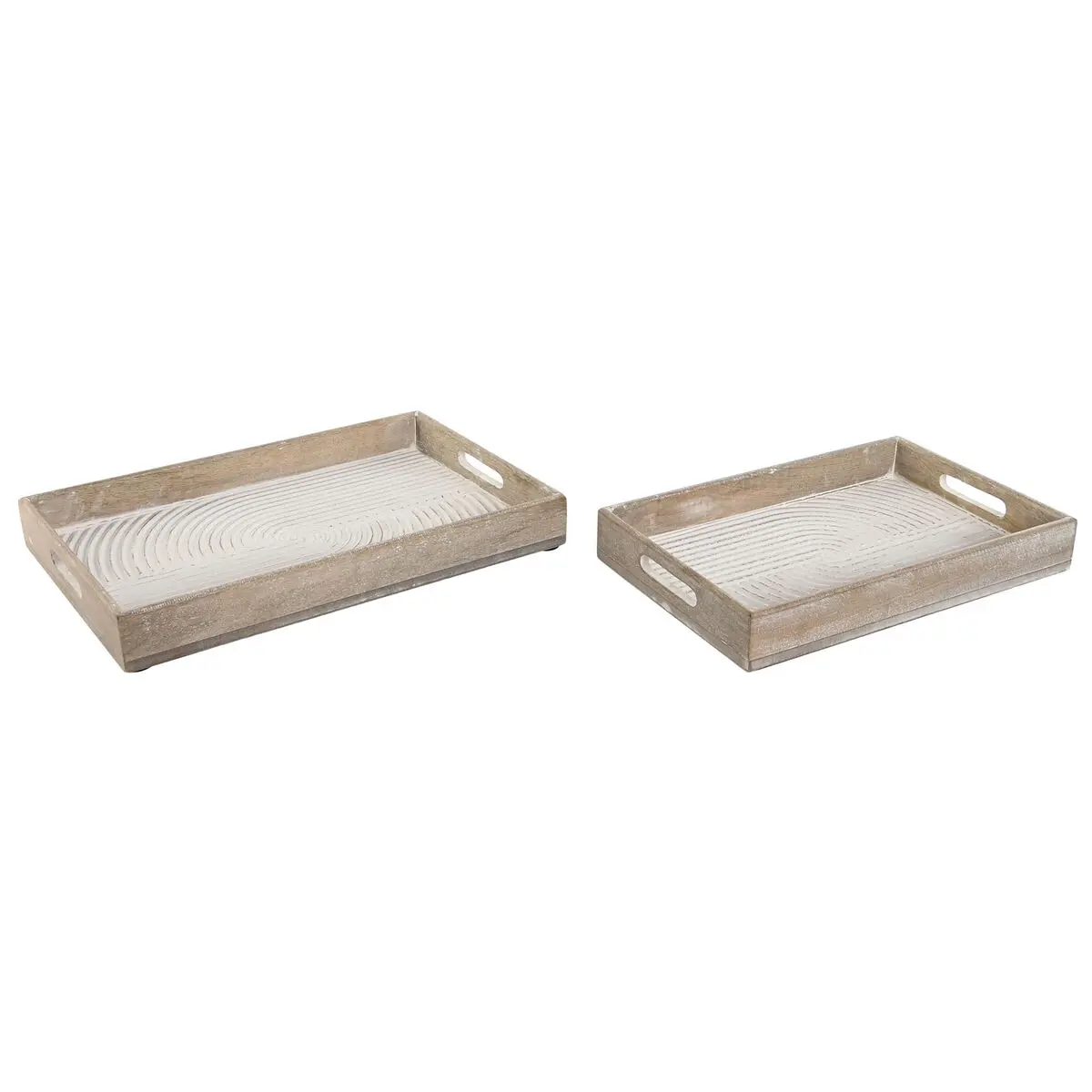 Set di Vassoi Home ESPRIT Bianco Legno di mango Legno MDF 44 x 29 x 5 cm (2 Unità)