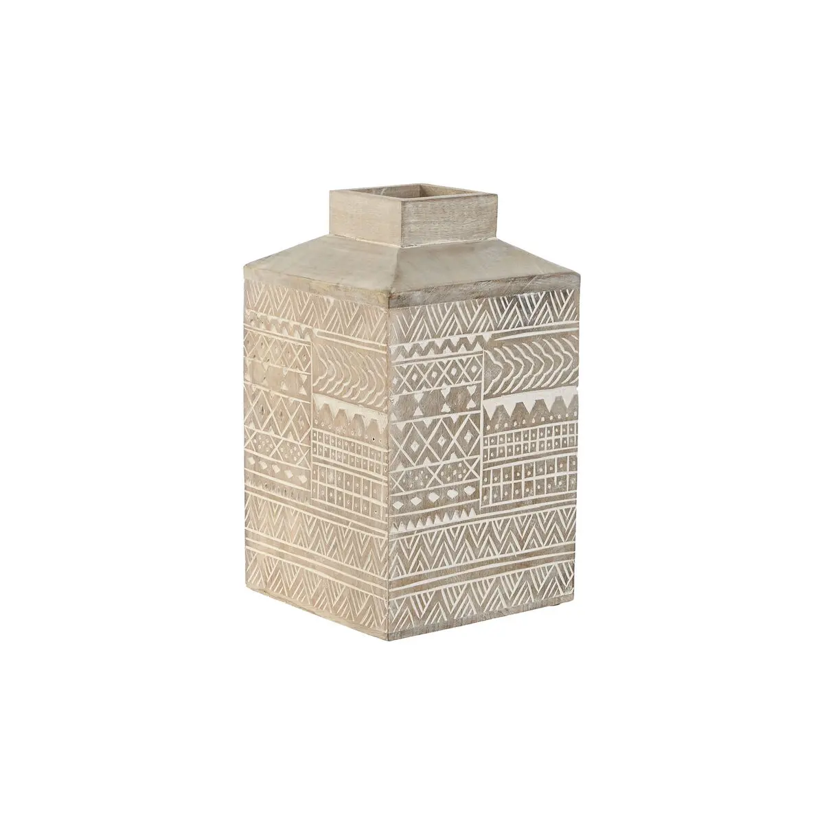 Vaso Home ESPRIT Bianco Naturale Legno di mango Coloniale 18 x 18 x 30,5 cm