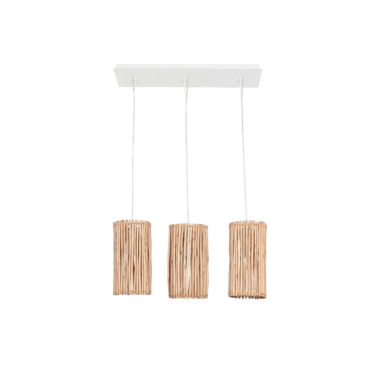 Lampadario Home ESPRIT Bianco Naturale Legno di eucalipto 50 W 20 x 20 x 40 cm