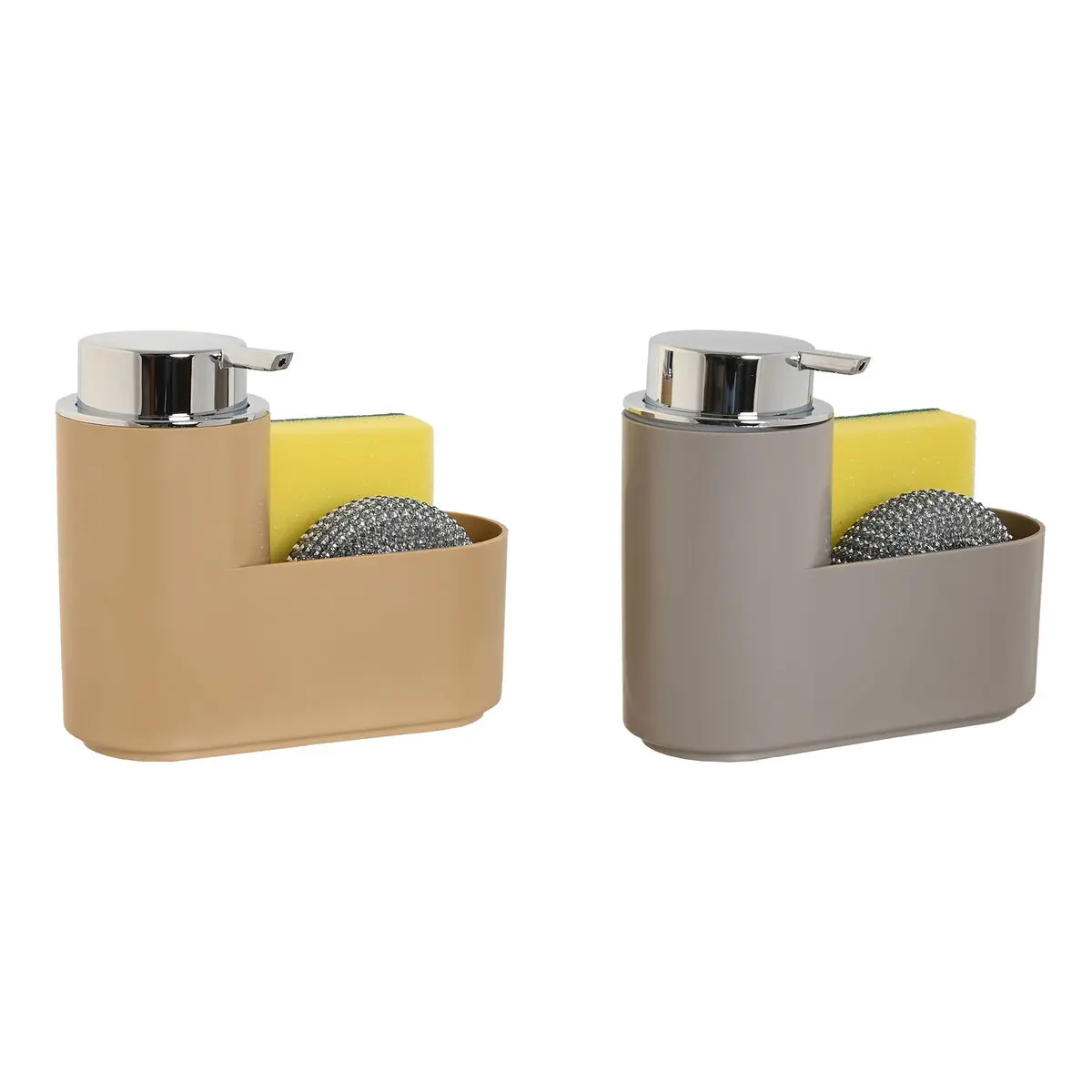 Dispenser di Sapone Home ESPRIT Beige Grigio polistirene ABS 17 x 7,5 x 15 cm (2 Unità)