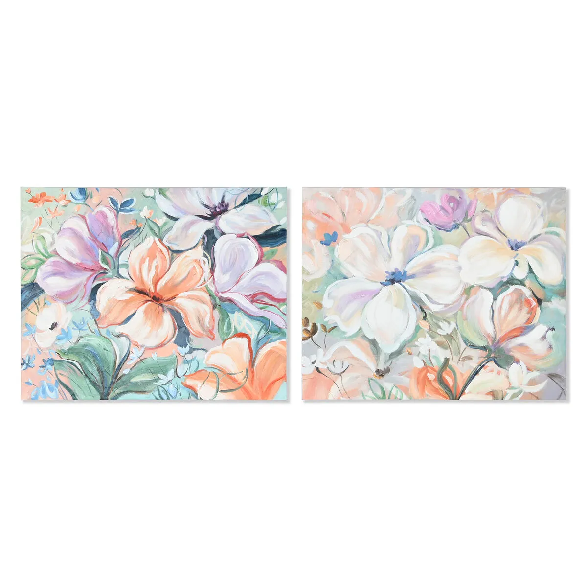 Quadro Home ESPRIT Fiori Shabby Chic 100 x 3,7 x 80 cm (2 Unità)